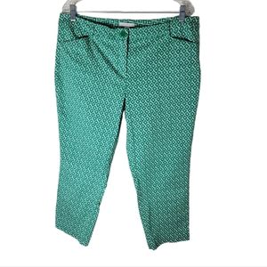New York & Company green white geometric print plus size ankle pants size 14